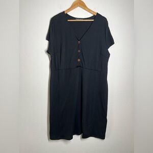Inner Circle Crêped Black Mini Dress 3 Buttons Size XL